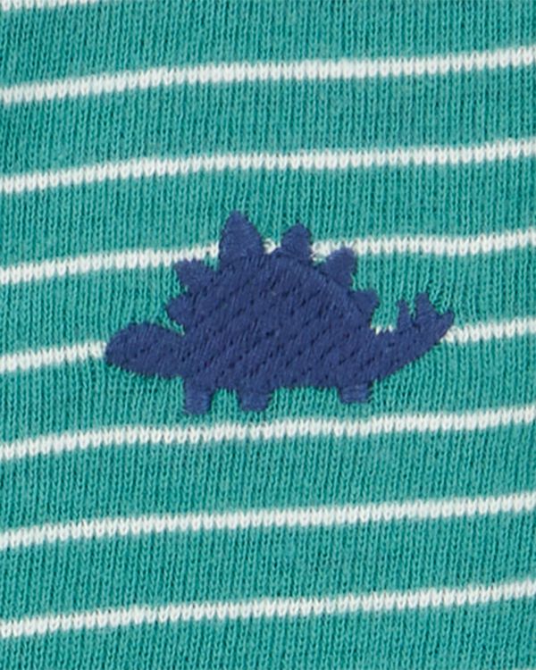 Carter's Baby Boy Dinosaur Striped Cotton Short-Sleeve Romper - Green