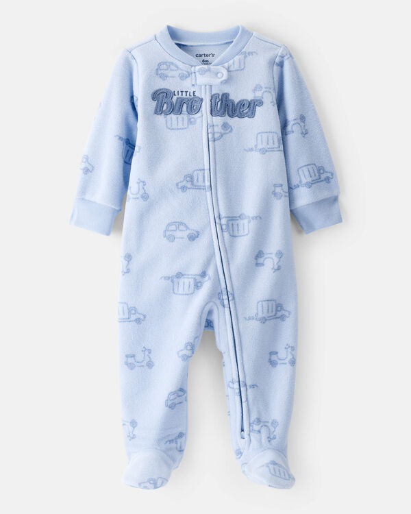 carter's Baby Boy Firetruck Print Loose Fit Long-Sleeve Sleep & Play - Blue