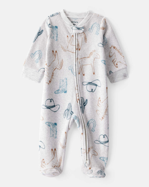 carter's Baby Boy Western Cowboy Print Loose Fit Long-Sleeve Sleep & Play - Grey
