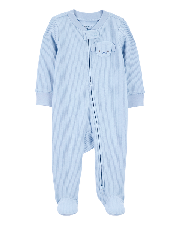 carter's Baby Dog Pocket 2-Way Zip Ribbed Sleep & Play Pajamas - Blue