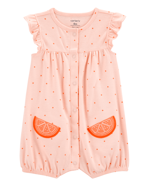 carter's Baby Girl Cotton Short-Sleeve Romper - Orange
