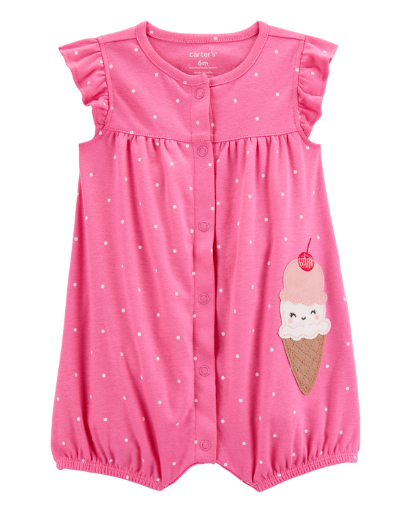 carter's Baby Girl Ice Cream Short-Sleeve Cotton Romper - Pink