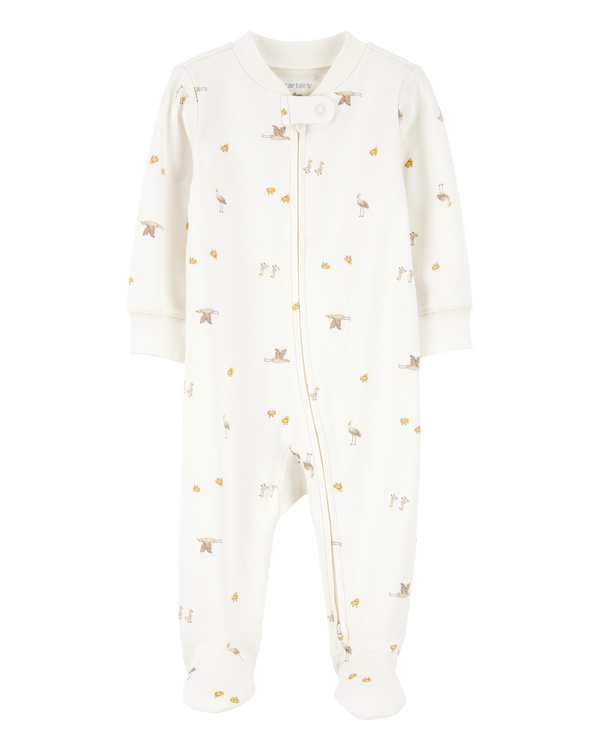 carter's Baby Mini Bird Print 2-Way Zip Cotton Sleep & Play Pajamas