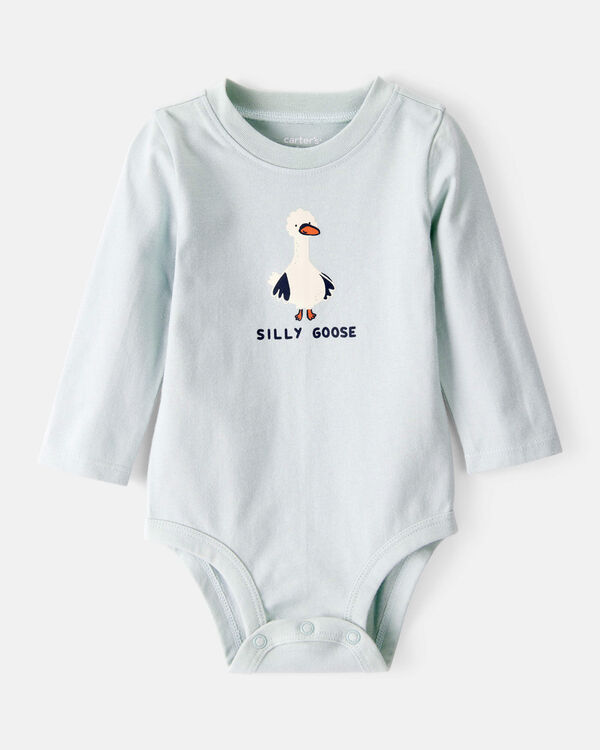 carter's Baby Silly Goose Cotton Long-Sleeve Graphic Bodysuit - Blue