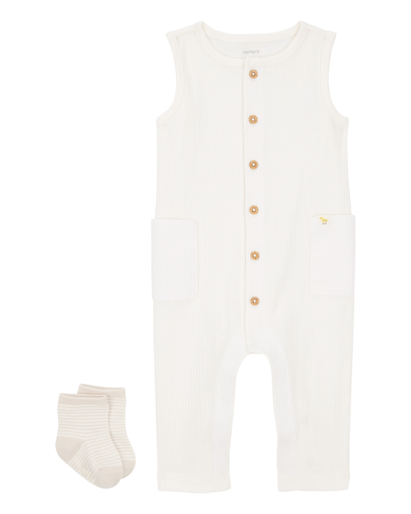 carter's Baby 2-Piece Jumpsuit & Sock Set - Ivory