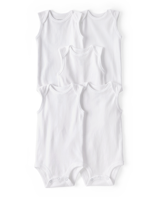 carter's Baby 5-Pack Sleeveless Bodysuits - White