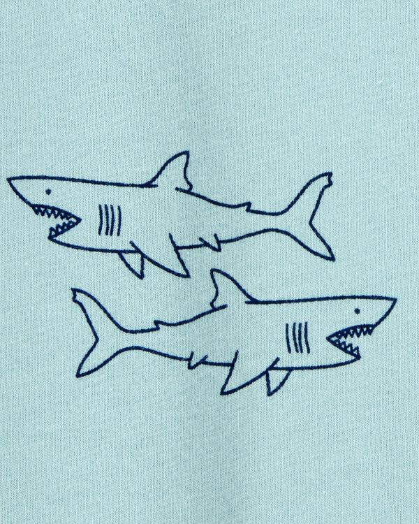 Carter's Baby Boy Shark Print Cotton Romper - Blue