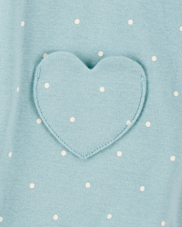 Carter's Baby Heart Pockets Cotton Romper - Blue