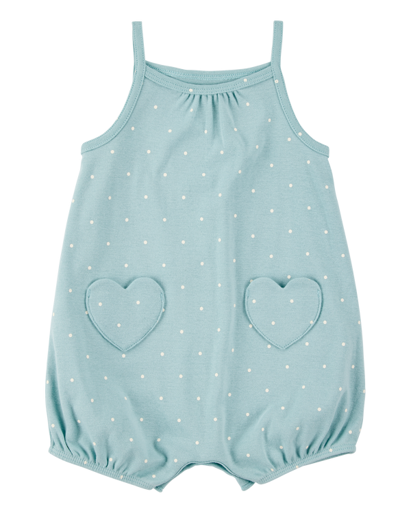 carter's Baby Heart Pockets Cotton Romper - Blue