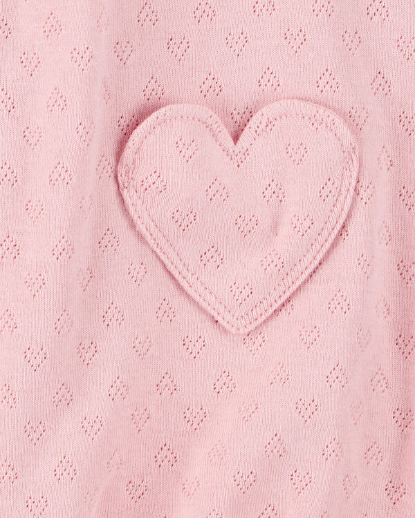 Carter's Baby Heart Pockets Cotton Romper - Pink