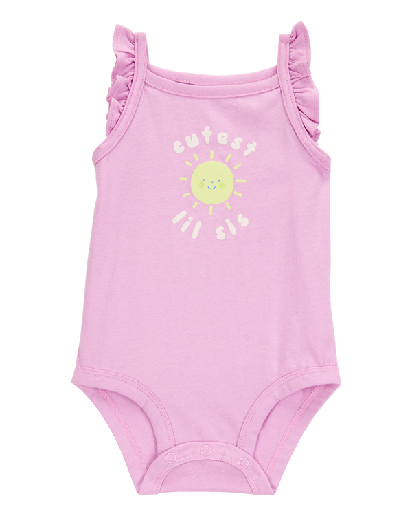 carter's Baby Lil Sis Flutter-Sleeve Bodysuit - Pink
