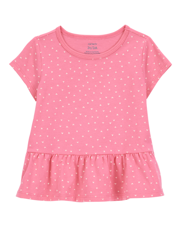 carter's Hearts Peplum Short-Sleeve Tee - Pink