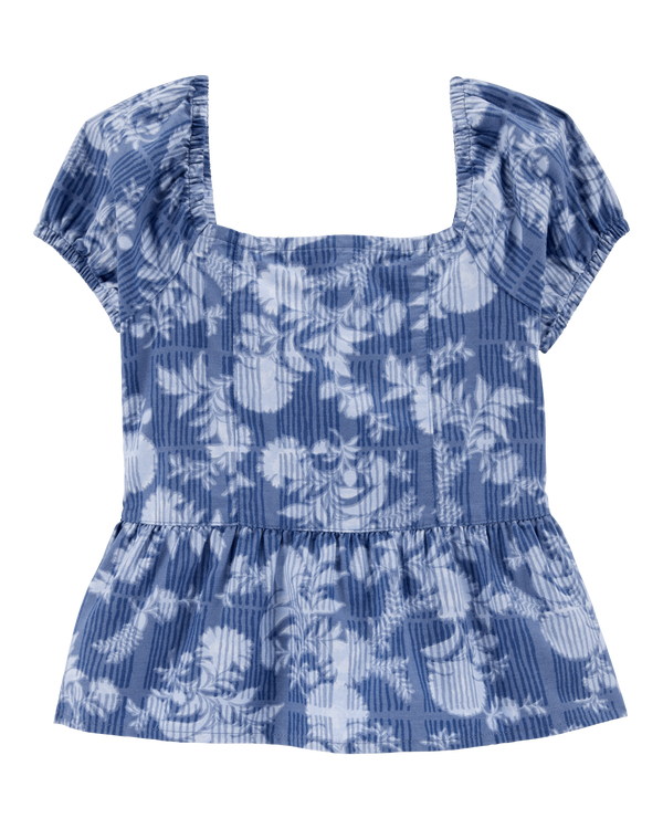 carter's Kid Floral Peplum Top - Blue