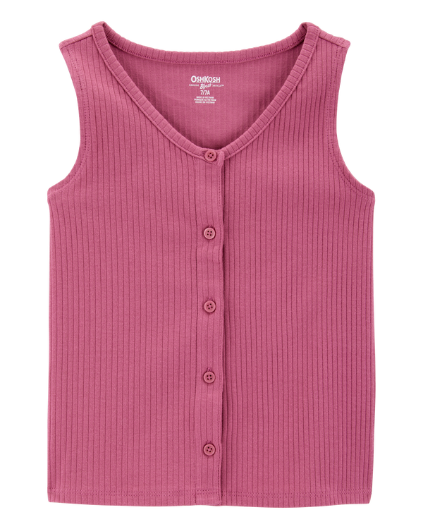 carter's Kid Ribbed Button-Down Tank - Purple