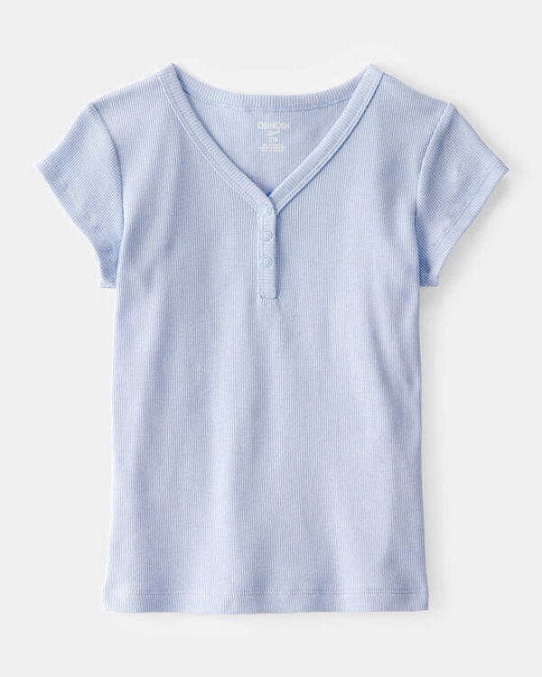 carter's Kid Ribbed Short-Sleeve Henley Shirt - Blue