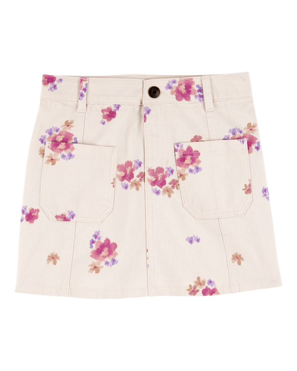 carter's Kid Twill Floral Print Skirt - Ivory