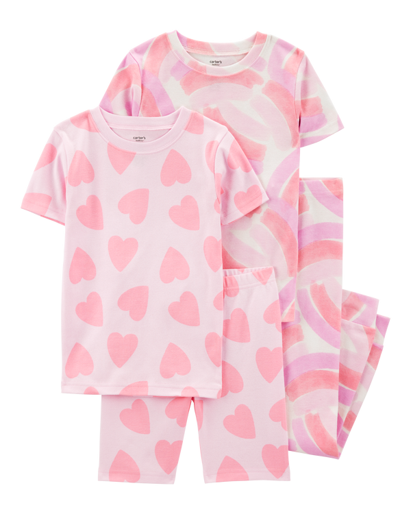 carter's Kid 4-Piece Rainbow Heart 100% Snug Fit Cotton Pajamas - Pink