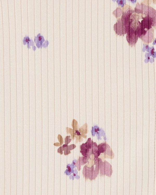 Carter's Kid Floral Print Button-Down Ribbed Tank - Ivory