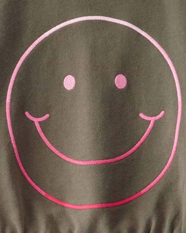 Carter's Kid Oversized Smiley Face Graphic Sweatshirt - Olive