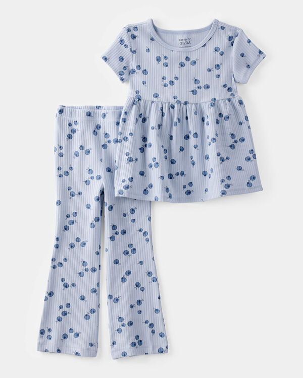 carter's Toddler 2-Piece Blueberry Ribbed Tee & Pull-On Pant Set - Blue