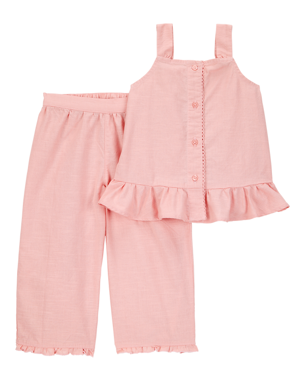 carter's Toddler 2-Piece Button-Down Tank & Pull-On Pant Set - Pink