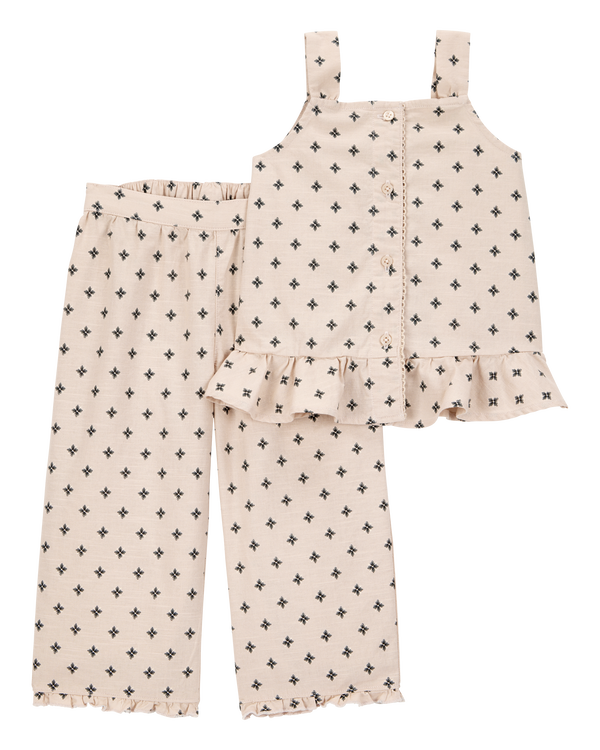 carter's Toddler 2-Piece Geo Print Button-Down Tank & Pull-On Pant Set - Tan