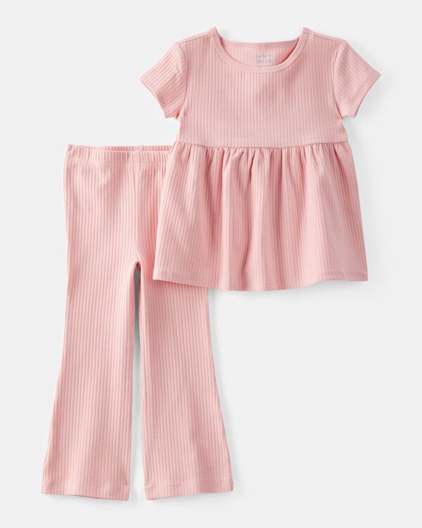 carter's Toddler 2-Piece Ribbed Tee & Pull-On Pant Set - Pink