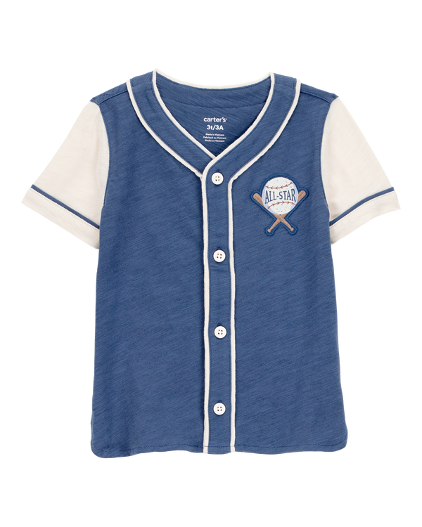 carter's Toddler All-Star Baseball Button-Down Vintage Tee - Navy