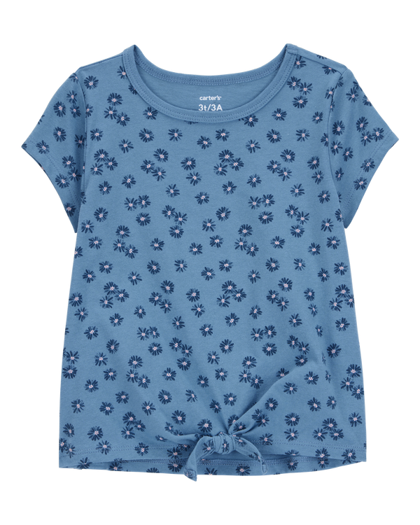 carter's Toddler Floral Tie-Front Short-Sleeve Tee - Blue