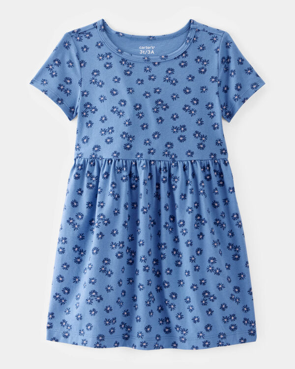 carter's Toddler Girl Flower Power Short-Sleeve Knit Dress - Blue