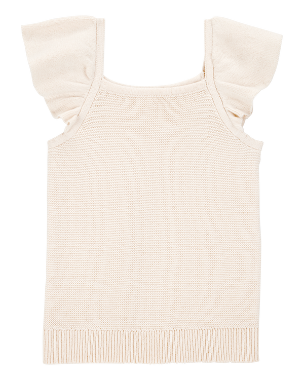 carter's Toddler Girl Flutter-Sleeve Rib Tank - White