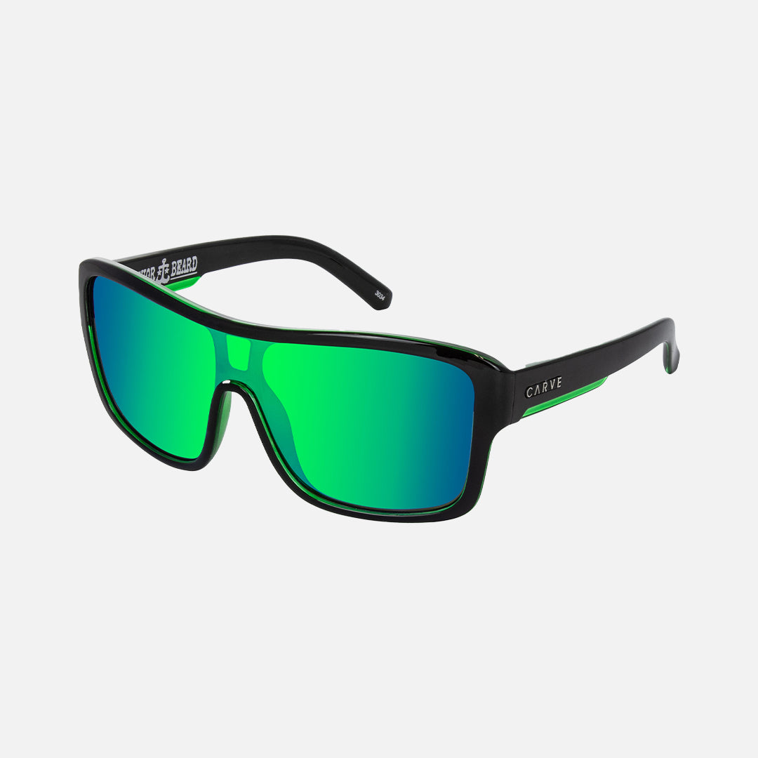 Carve Anchor Beard Gloss Black Outer Frame With Green Crystal Inner Trims Green Iridium Lens