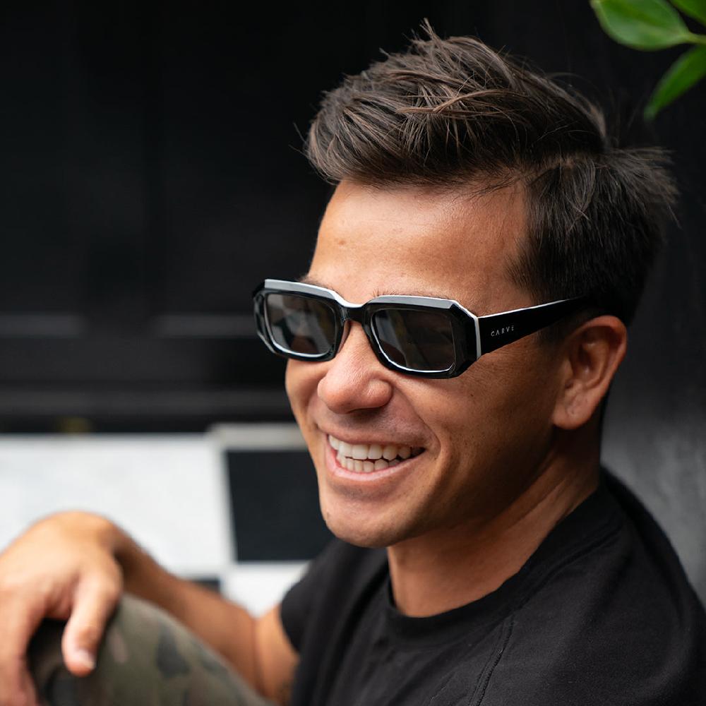 Carve Asher Gloss Black White Frame With Grey Lens