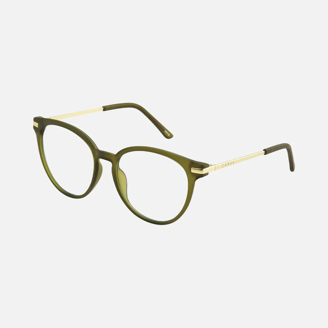 carve Dahlia Blue Light Matt Olive Frame Glasses