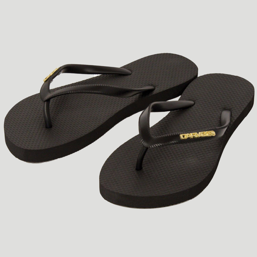 carve Metalic Logo Womens Thongs Black / Gold
