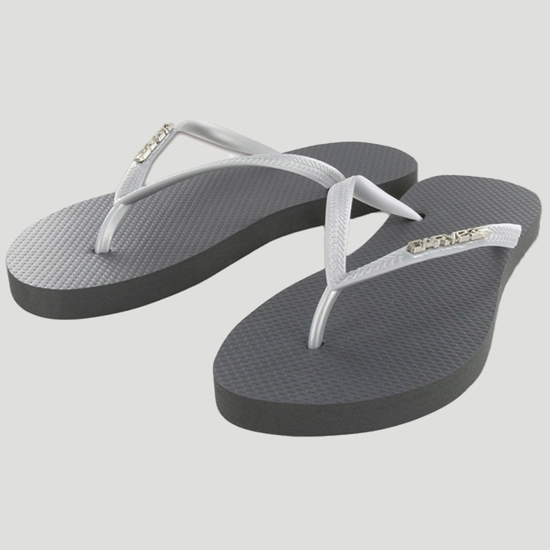 carve Metalic Logo Womens Thongs Silver