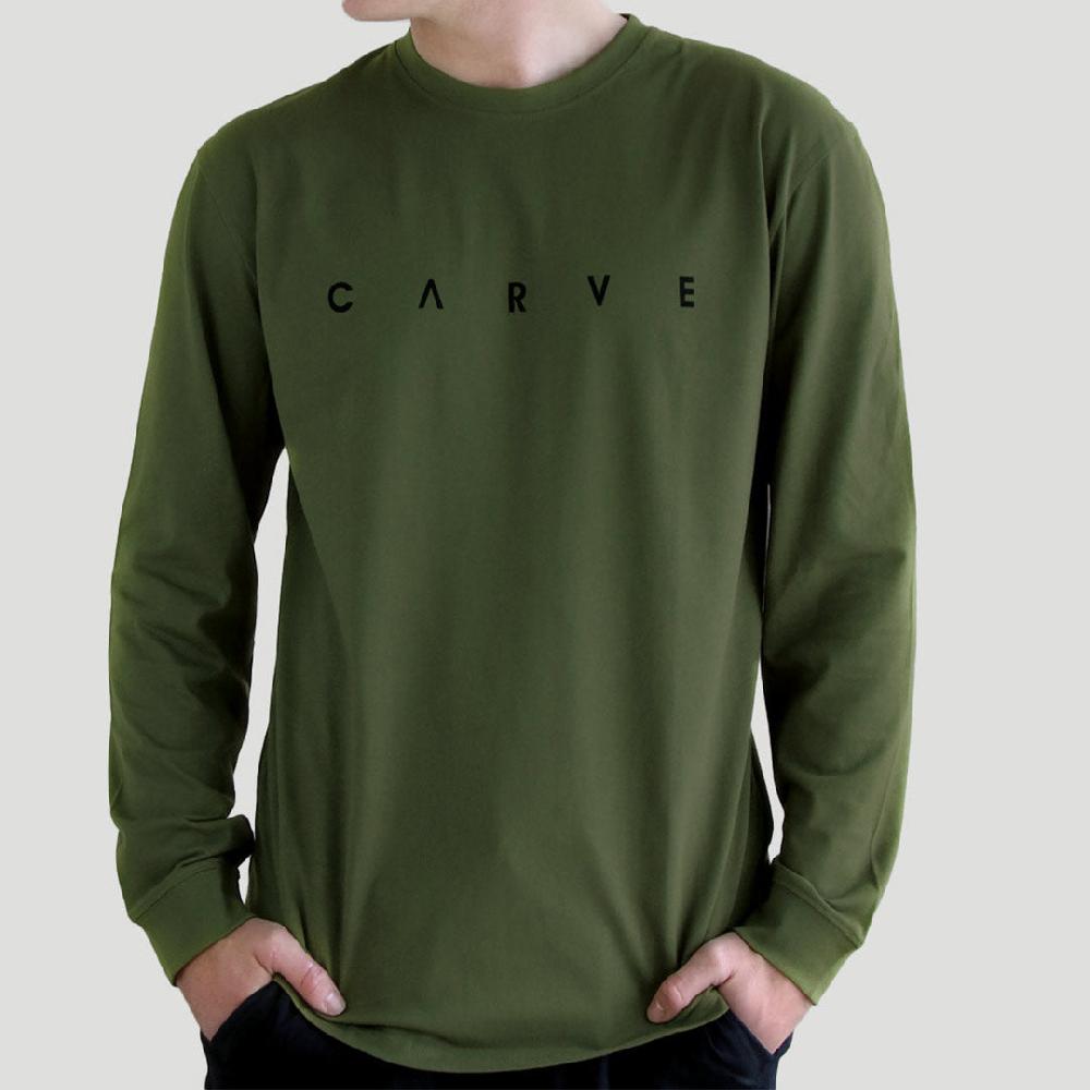 carve Clearway Mens Larger Size long sleeve tee Avocado