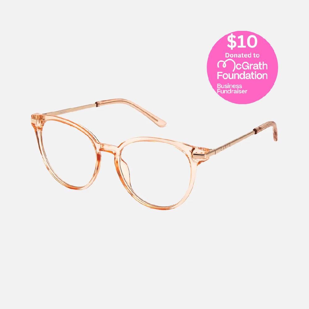 carve Dahlia Blue Light Reading Crystal Pink Champagne Frame Glasses