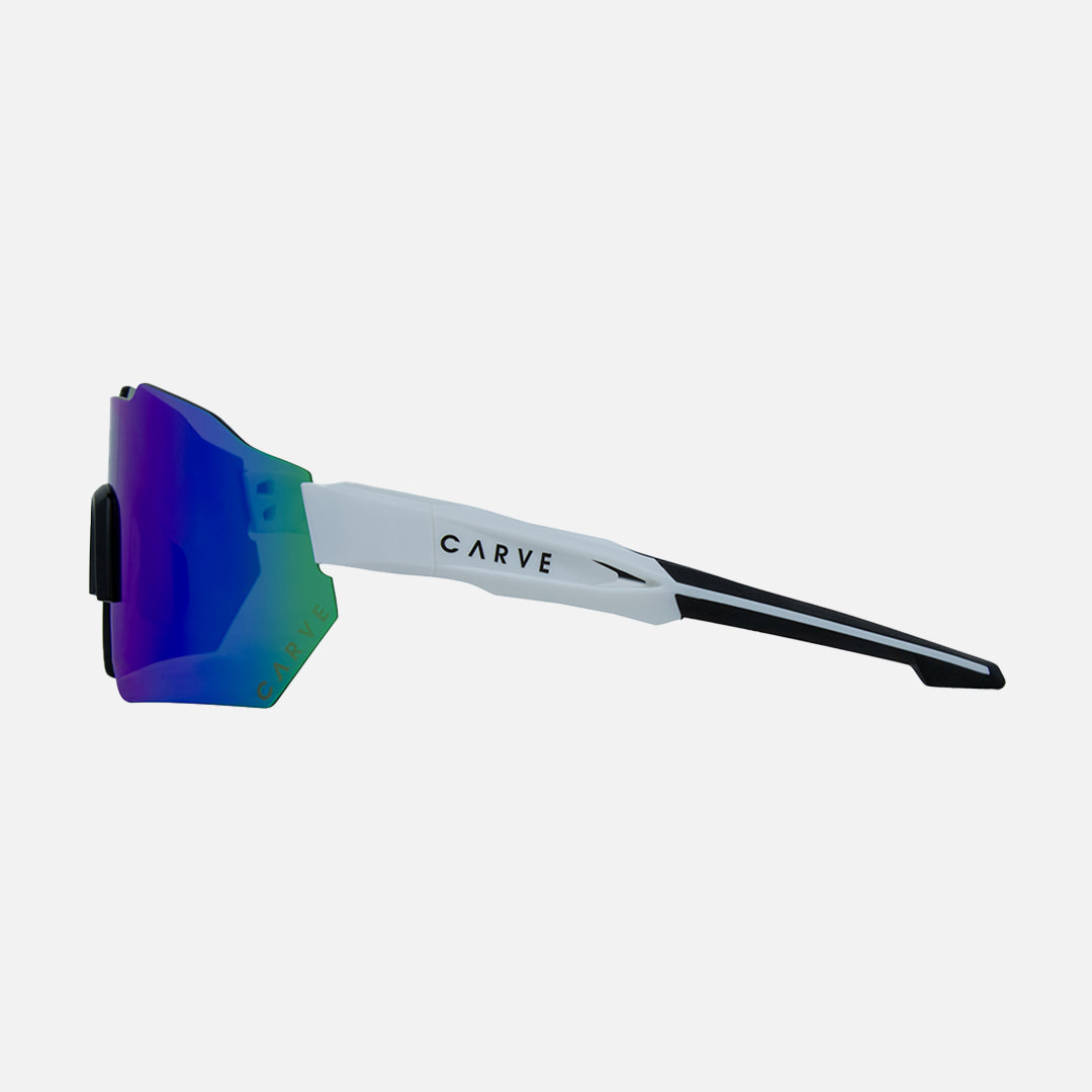 Carve Level Up Matt White Green Frame Blue Internal Lens With Green Iridium Outer Lens Coating