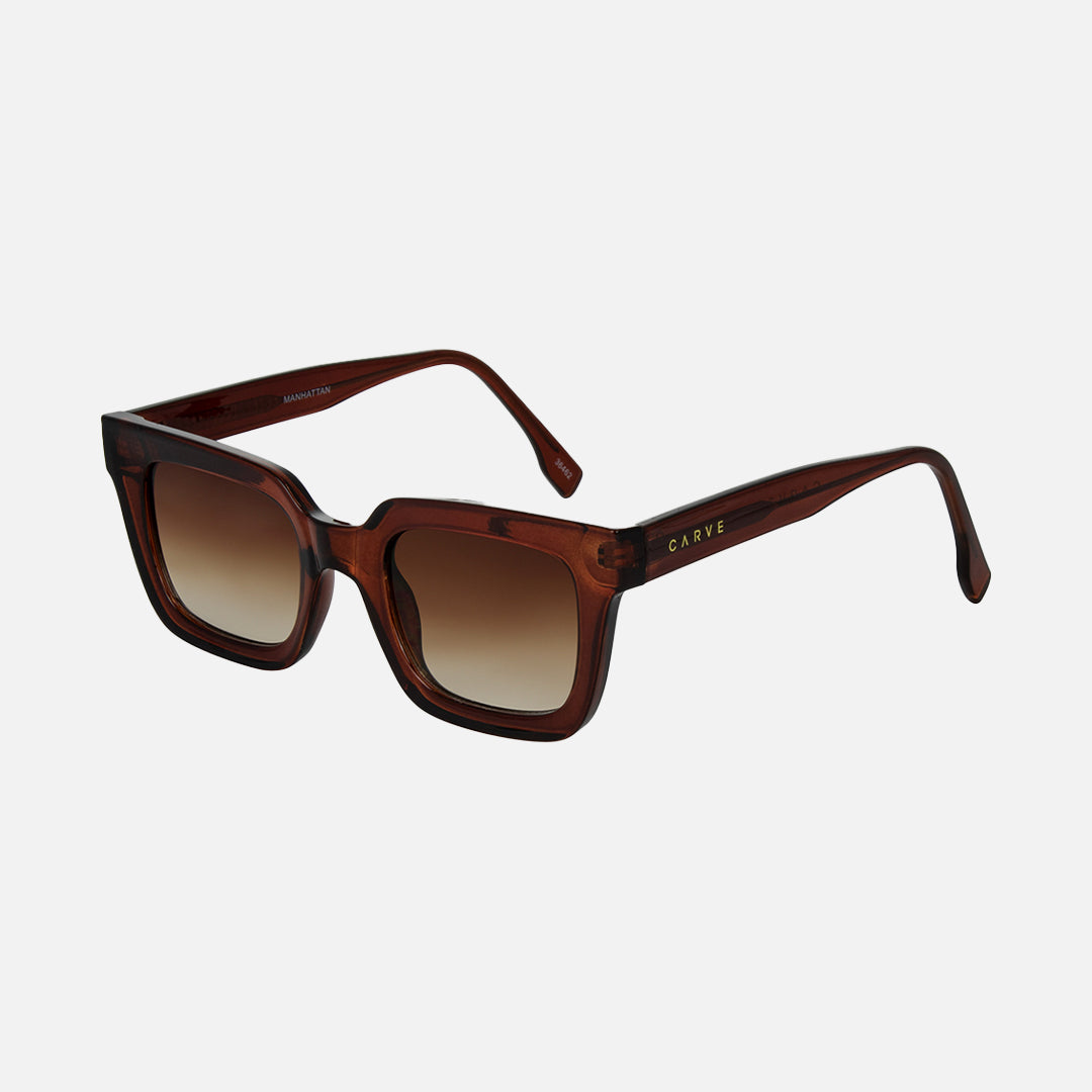 Carve Manhattan Gloss Crystal Pecan Frame With Brown Gradient Lens