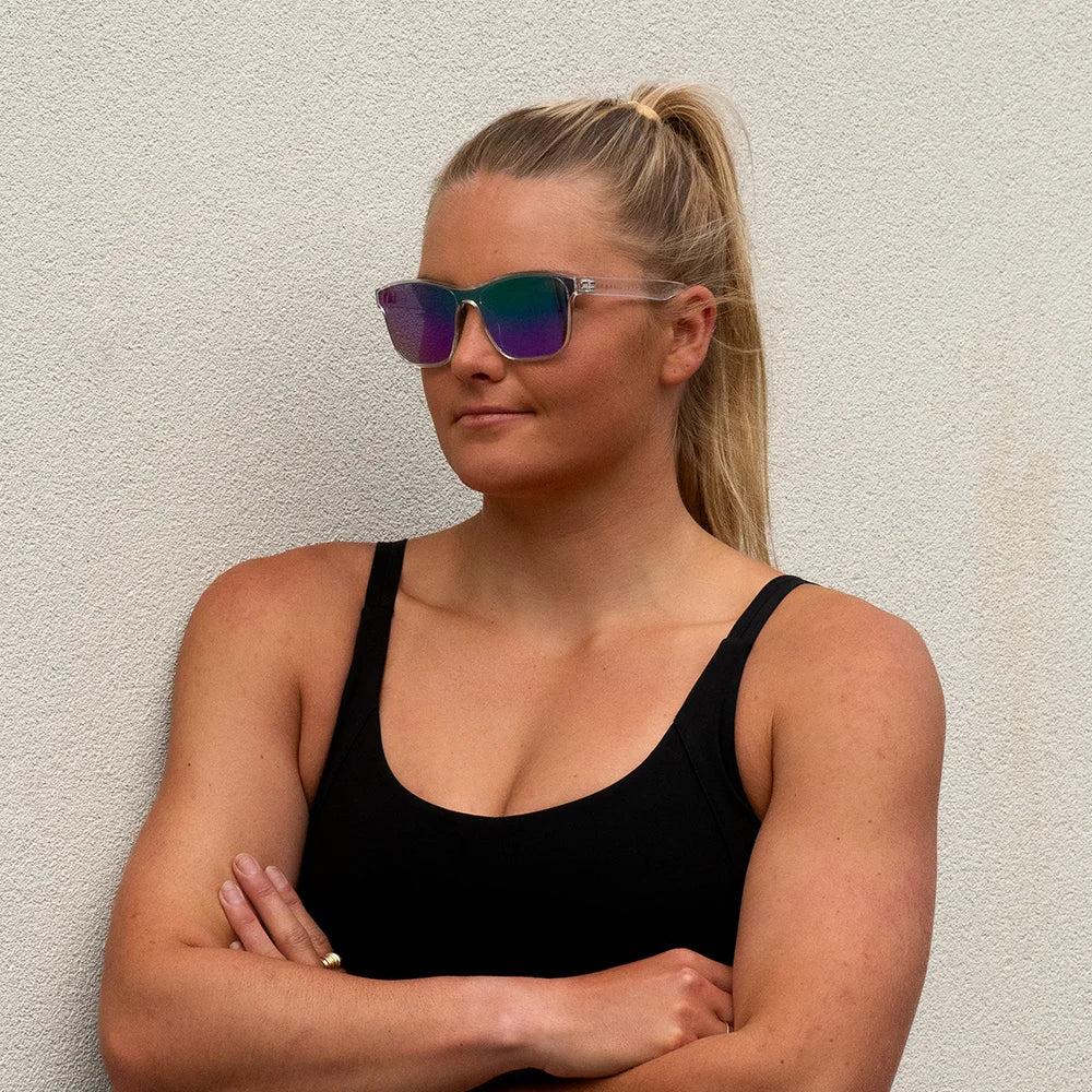 Carve Riot Crystal Clear Frame With Grey And Aqua Purple Iridium Lens