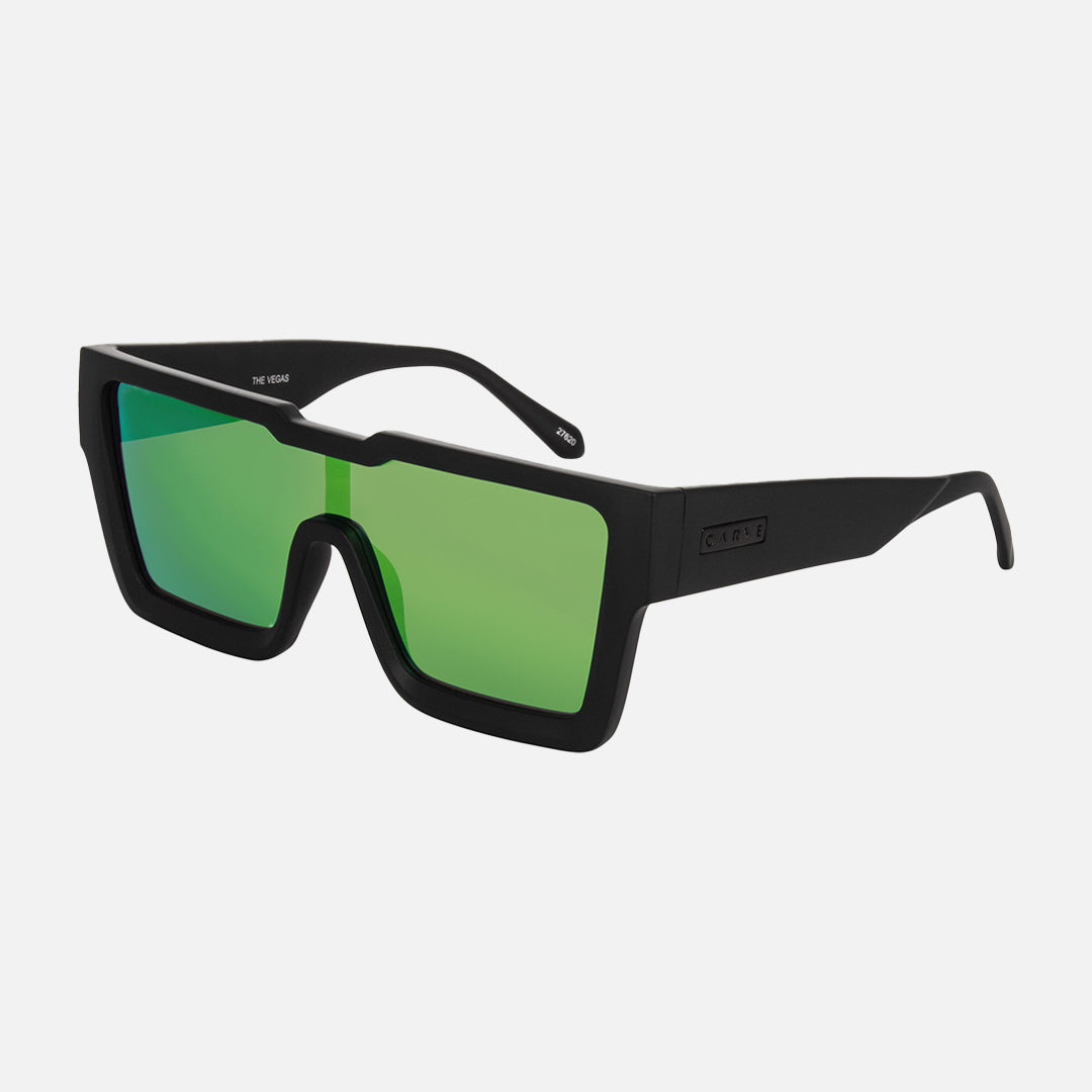 Carve The Vegas Matt Black Frame With Grey Lens With Green Iridium