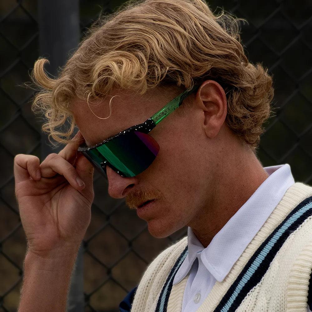 Carve Velocity Matt Black And Crystal Green Frame With Paint Spatter Detail Grey Lens With Green Iridium