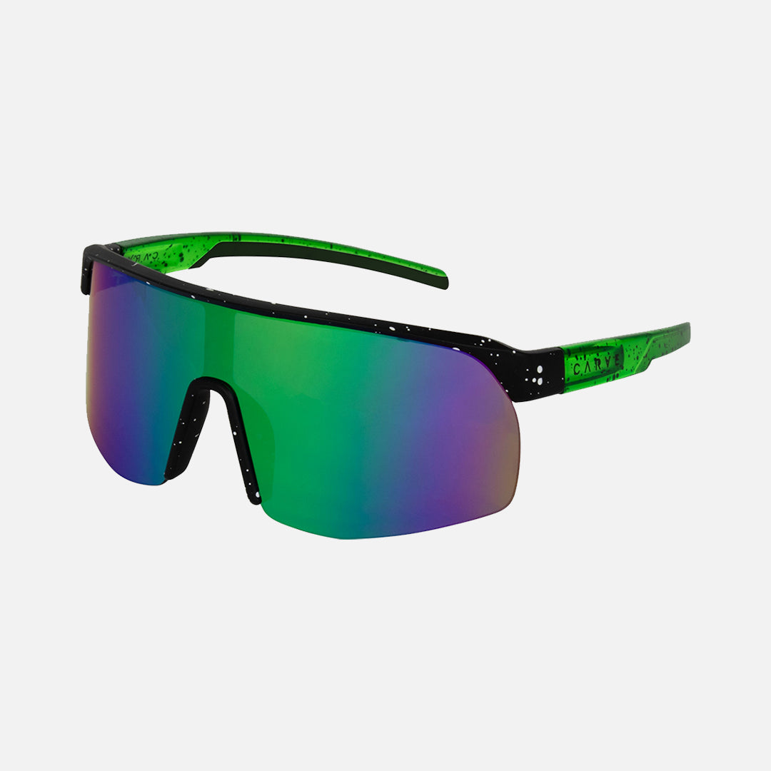 Carve Velocity Matt Black And Crystal Green Frame With Paint Spatter Detail Grey Lens With Green Iridium