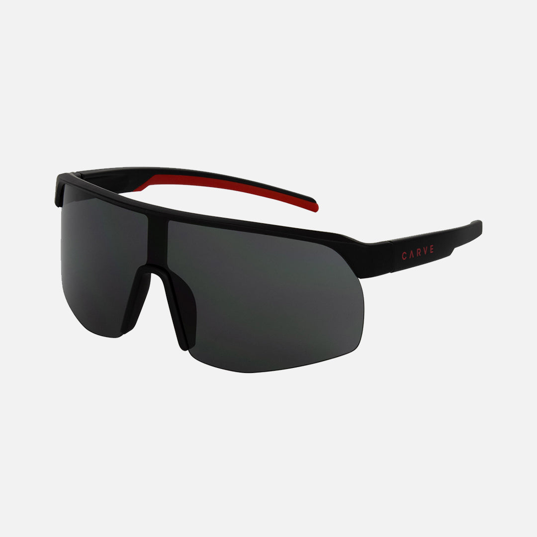 Carve Velocity Matt Black Frame With Red Inner Temple Trims Grey Lens