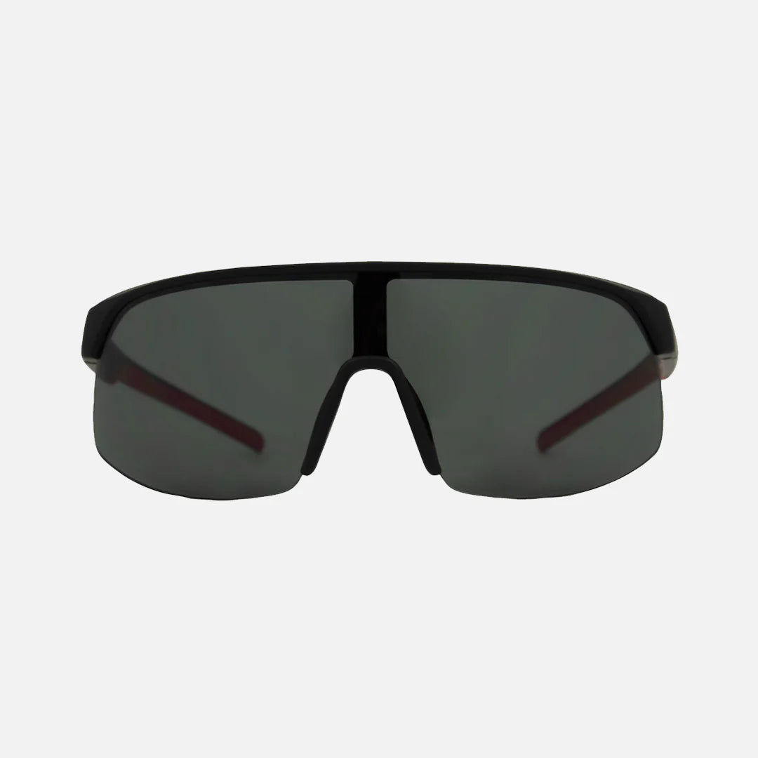 carve Velocity Matt Black Frame with Red inner Temple Trims Grey Lens