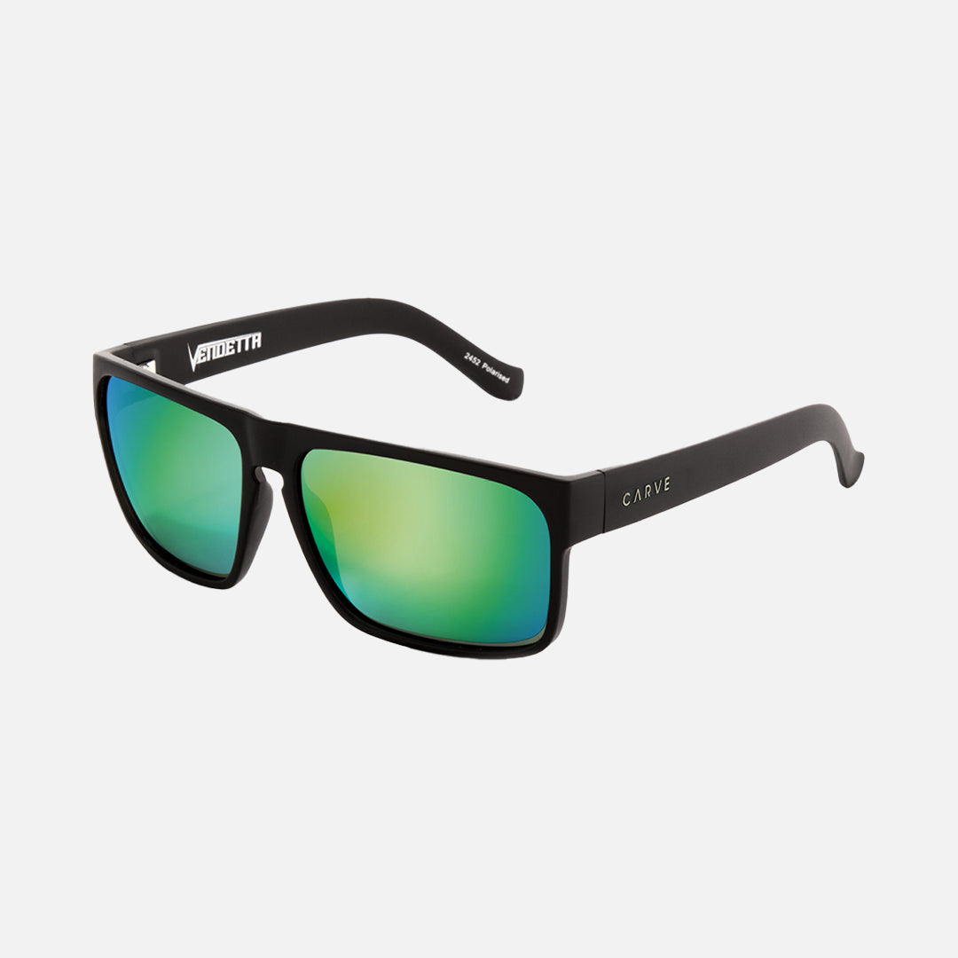 Carve Vendetta Matte Black Frame Gray Polarized Lens Green Iridium