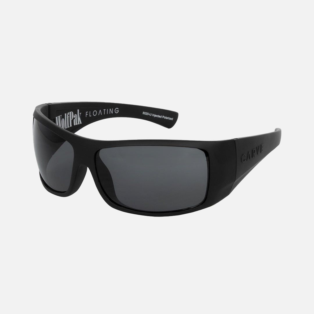 Carve Wolfpak Floating Matt Black Frame With Grey Injected Polarized Hydrophobic Lens
