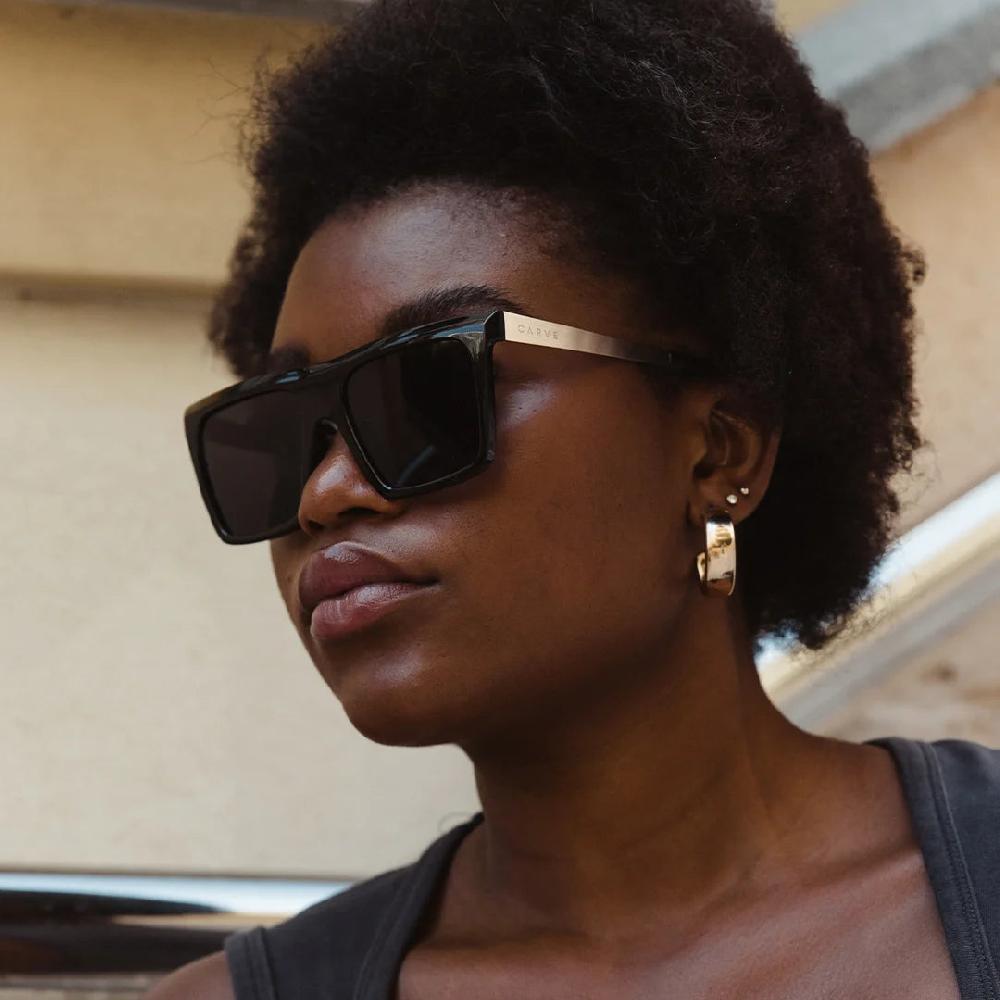 Carve Yoshi Gloss Black Front With Gold Temple & Grey Polarized Lens