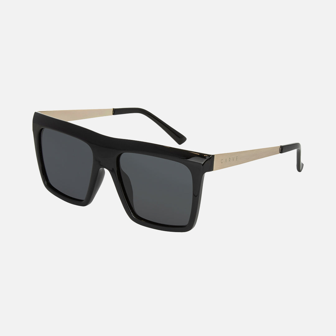 Carve Yoshi Gloss Black Front With Gold Temple & Grey Polarized Lens
